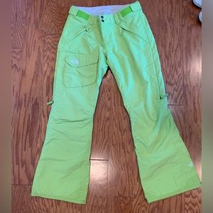 Neon green north face snow pants